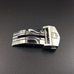 Quality heavy 18mm replacement deployment buckle for T/H Carrera leather rubber straps Brushed White