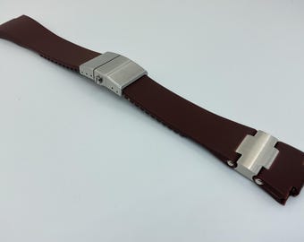 Quality 26mm Brown Rubber Straps Compatible for Ulysse Nardin Marine Watches