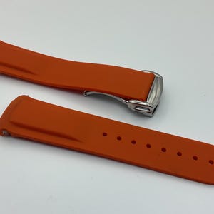 Quality 20mm Rubber Straps Compatible for Omega Seamaster Speedmaster Planet Ocean Orange