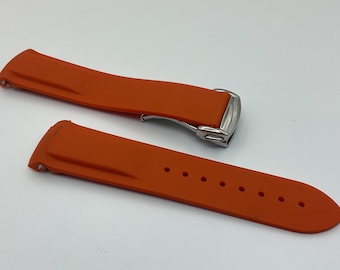 Correas de caucho de 20 mm de calidad compatibles con Omega Seamaster Speedmaster Planet Ocean Orange