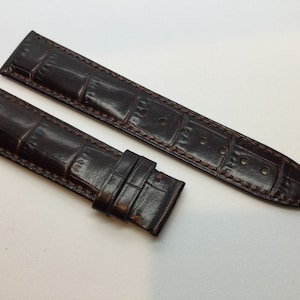 20mm brown Alligator top leather band strap with matching brown stitches for Longines Master Collection Italy custom made