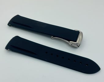 Quality 22mm Rubber Straps Compatible for Omega Seamaster Speedmaster Planet Ocean Black