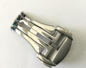 Hebilla desplegable de 20 mm para correas de piel Omega Seamaster Speedmaster Brillante