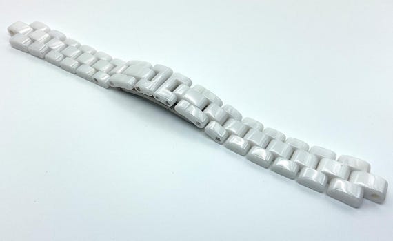 Damen Keramik Armband Weiß Schwarz 6mm - Kompatibel Mit Chanel J12 Uhr Faltschließe
