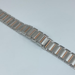 Brazalete de acero inoxidable macizo 316L de dos tonos y oro rosa de 20 mm con eslabones atornillados compatible con Cartier Tank Française
