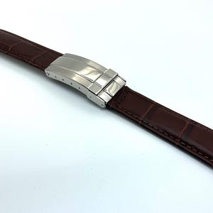 20mm Brown Leather Strap with Double Clasp Compatible for Rolex Daytona
