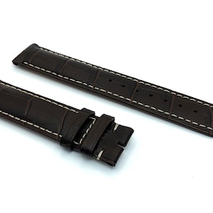19mm Brown Alligator Top Leather Band Strap with Matching White stitches for Longines Master Collection