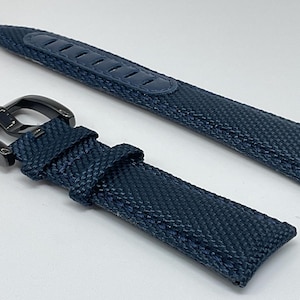 Quality 21mm Blue Canvas Strap Band Compatible for Omega Seamaster Speedmaster DSOM Black Steel Buckle