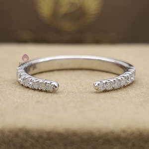 Real Lab Diamond Open Cuff Wedding Ring Thin Open Gap Stacking Ring Minimalist Open Band Ring for Her Women Cuff Stackable Band for Wife