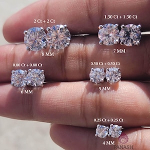 14K Gold Moissanite Stud Earrings: Dainty Solitaire Style