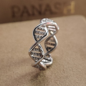 DNA Full Eternity Band Lab Grown Diamond Wedding Band Unique Twisted Promise Ring Minimalist Ring Twisted Engagement Band Gift For Doctor