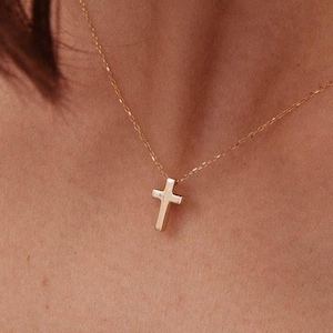 Gold Cross Necklace for Women, Silver Cross Pendant, Religious Jewelry, Unisex Christian Necklace, Gift for Him Her, Tiny Cross Necklace
