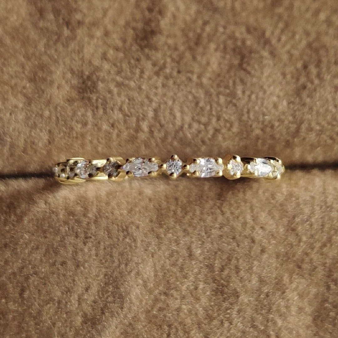 Alternating Marquise and Round Lab Grown Diamond Half Eternity Band ...