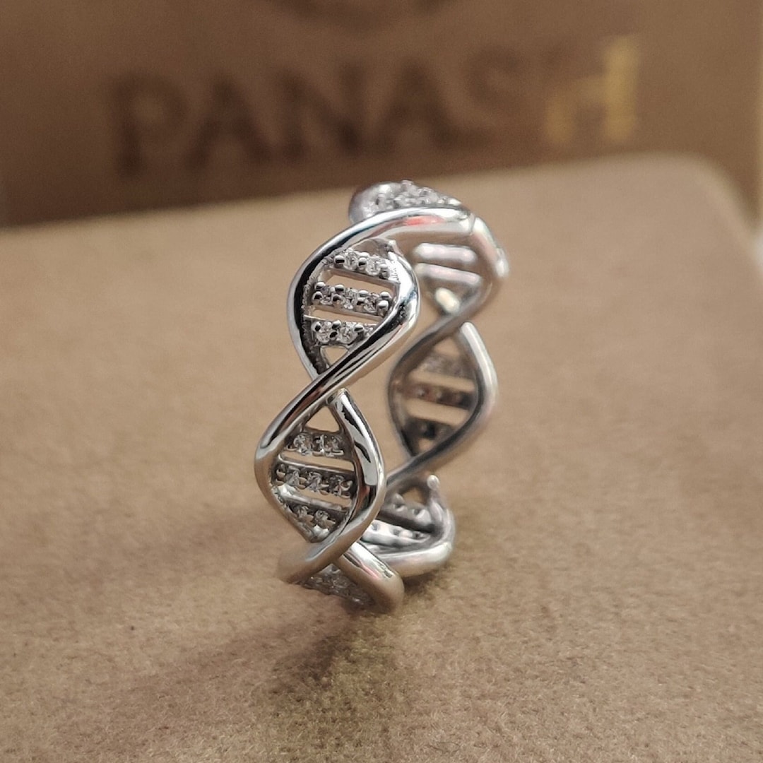 Moissanite DNA Style Ring, 14K Gold Wedding Ring, Twisted Ring Gift for ...