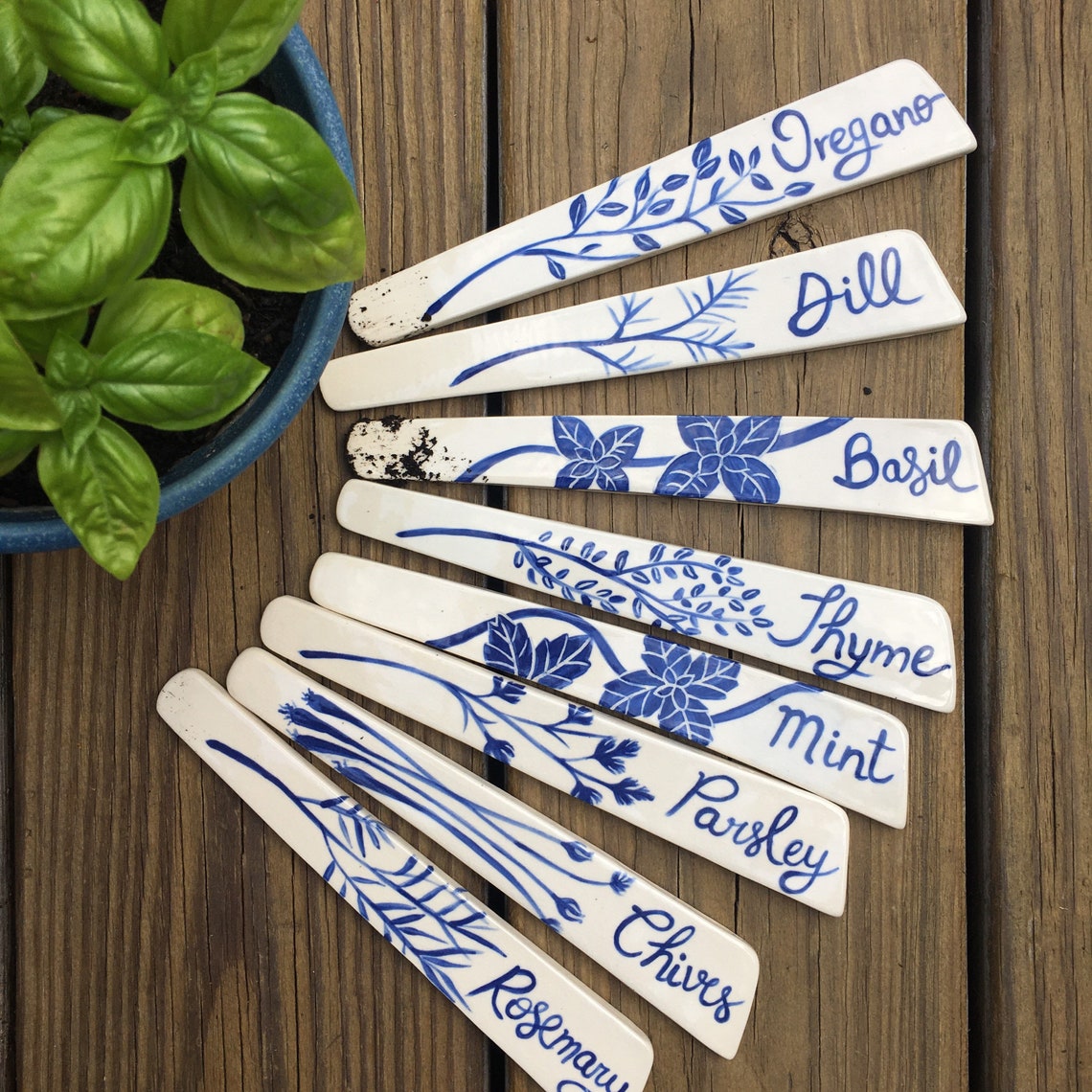 Garden Markers Herb Name Tags Gardener Gift Ceramic Garden Etsy