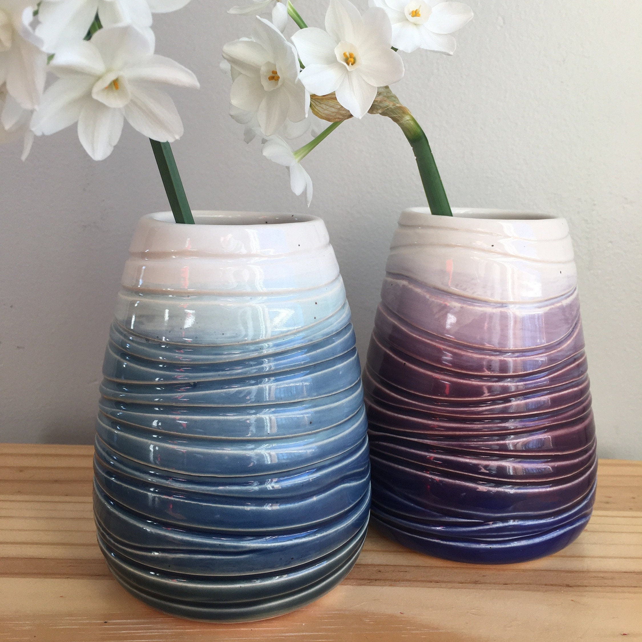 Blue Ombré Ceramic Vase Purple Bud Vase Flower Vase Blue Etsy