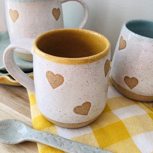 Speckled Heart Pottery Mug: Handmade Ceramic Coffee Cup