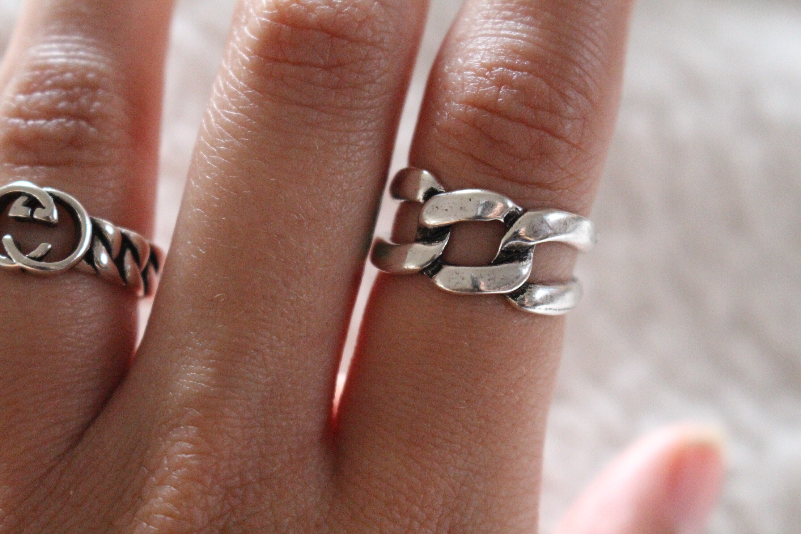 DANICA chunky silver chain ring adjustable stainless steel Etsy
