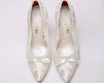 Ivory Lace Wedding Shoes: Handmade Bridal Heels, Vintage Style