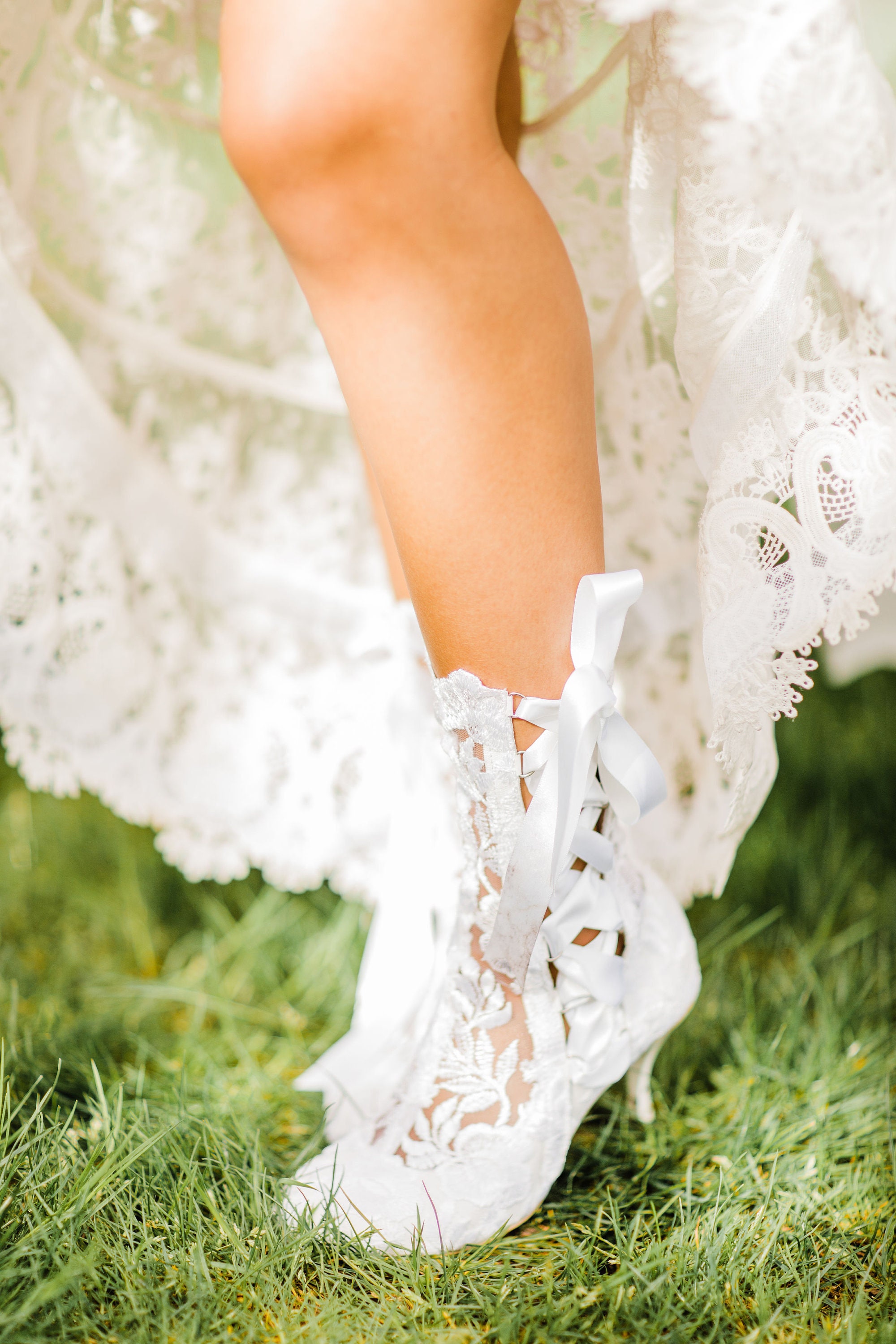 White Lace Bridal Boots Wedding Shoes ...