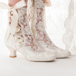 Victorian Bridal Boots, Vintage Wedding Boots, Ivory Lace Boots ...