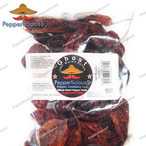 50 PODS - GHOST - 2007 Worlds Hottest - Whole Dried Chili Pepper Pods - Super Hot Quality