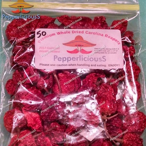 50 Dried Gourmet CAROLINA REAPER Pepper PODS - Worlds Hottest Chili