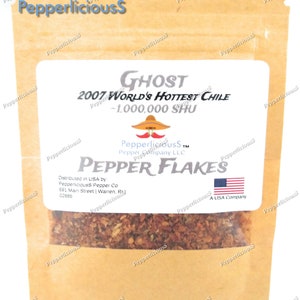 GHOST Pepper FLAKES - 2007 Guinness Worlds Hottest Chile -  Super Hot 1/4oz / 7.09g