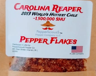 CAROLINA REAPER Pepper FLAKES - 2013 Guinness Worlds Hottest Chile -  Super Hot  ~1.500,000 Shu