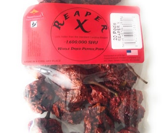 REAPER X  (20 count)  Whole DRIED Pepper Pods  ~33% hotter than standard Carolina Reapers