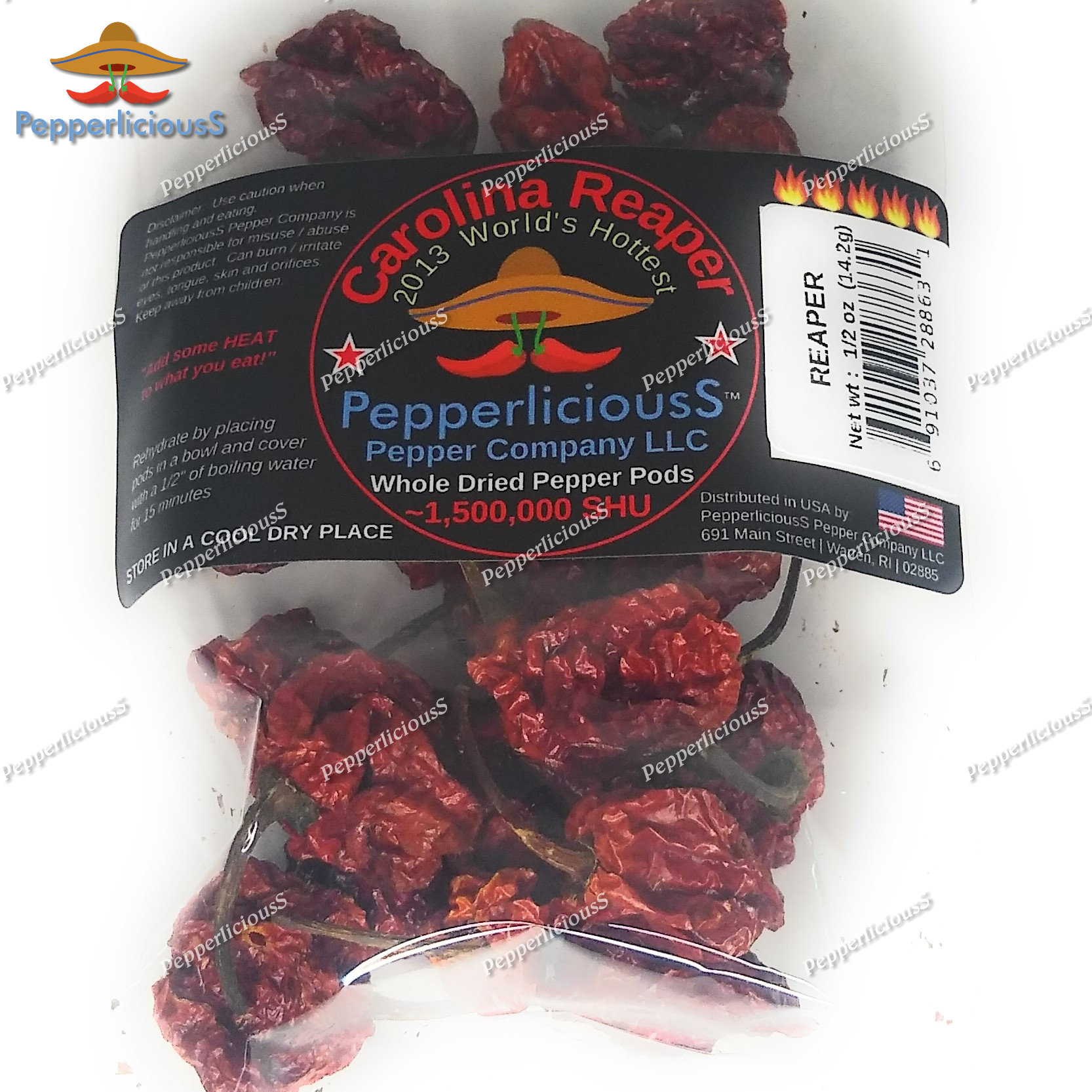 Pepperlicious Whole Dried Habanero Peppers – 1/2 Oz (~15 Pods) – World's Hottest