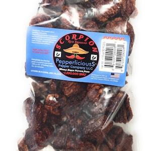 50 Red TRINIDAD SCORPION Whole Dried Chili Pepper Pods ~1,200,000 SHU