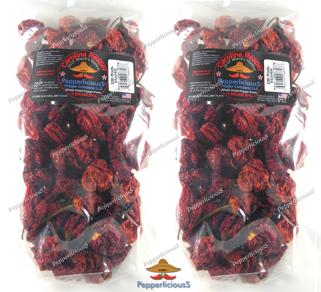 200 Dried Gourmet CAROLINA REAPER Pepper PODS Worlds Hottest Chili