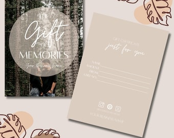 Photography Gift Certificate Template, Photographer Gift Voucher Template, Canva Template for Photography Session Voucher