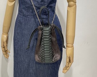 Python Leather Small Bag, Snakeskin Purse, Python Leather Crossbody Bag, Snakeskin Leather Bag, Python Evening Clutch