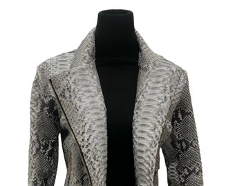 Women's Dragon Snakeskin Jacket, Python Leather Jacket, Women's Moto Jacket, Lady's Leather Biker Jacket, Biker snakeskin Jacket