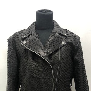 Man’s Snakeskin Biker Jacket, Black Python Leather Jacket, Leather Biker Jacket For Man, Custom Biker Jacket