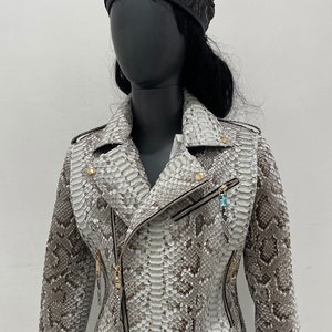 Custom Biker Python Jacket, Woman Leather Jacket,  Snakeskin Motor Jacket, Leather Biker Jacket