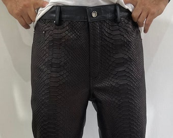 Python Leather Pants, Snakeskin Pants, Black Leather Pants, Lambskin Pants, Lamb Leather Pants, Real Python Leather Pants - Etsy Python Leather Pants, Snakeskin Pants, Black Leather Pants, Lambskin Pants, Lamb Leather Pants, Real Python Leather Pants - Etsy