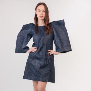 SALE Handmade Python Leather Dress SIZE S, Drama Shoulders Design