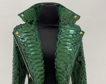 Custom Python Leather Biker Jacket, Leather Jacket For Women, Dragon Python Leather Jacket