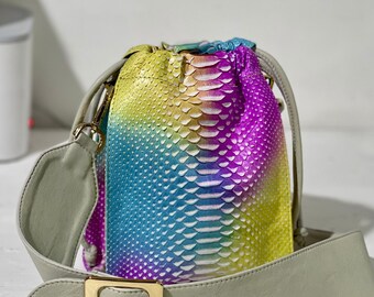 Python Leather Crossbody, Snakeskin Crossbody Bag, Python Leather Bag, Multicolor Woman Bag