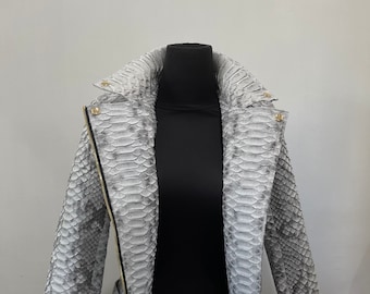 Women's Snakeskin Jacket, Dragon 1Python Leather Jacket, Real Python Leather Jacket, Snakeskin Moto Jacket, Leather Biker Jacket