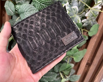 スネークスキンの小さな財布、パイソンレザーの財布、カード用のパイソンレザーの財布