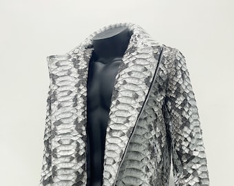 Man’s King Python Leather Biker Jackеt, Dragon Python Leather Motorcycle Jacket, Leather Jacket, Snakeskin Custom Biker Jacket