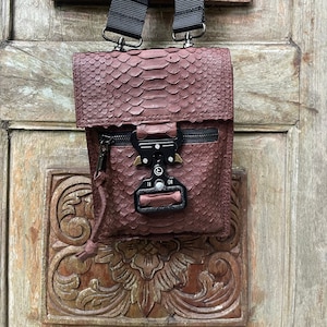 Python Leather Bag, Small Leather Bag For Phone, Leather Cellphone, Leather Wallet, Snakeskin Bag Wallet, Brown Leather Small Bag
