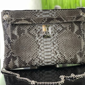 Snakeskin Crossbody Bag, Python Leather Purse, Petty Leather Bag, Evening Small Leather Bag, Snakeskin Clutch