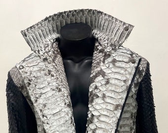 Man’s King Snakeskin Biker Jackеt, Dragon Python Leather Motorcycle Jacket, Leather Moto Jacket For Man, Custom Biker Jacket