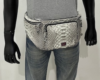 Snakeskin Fanny Pack, Python Leather Waist Bag, Snakeskin Belt Bag, Leather Hip Pouch, Festival Leather Bag, Leather Belt Bag