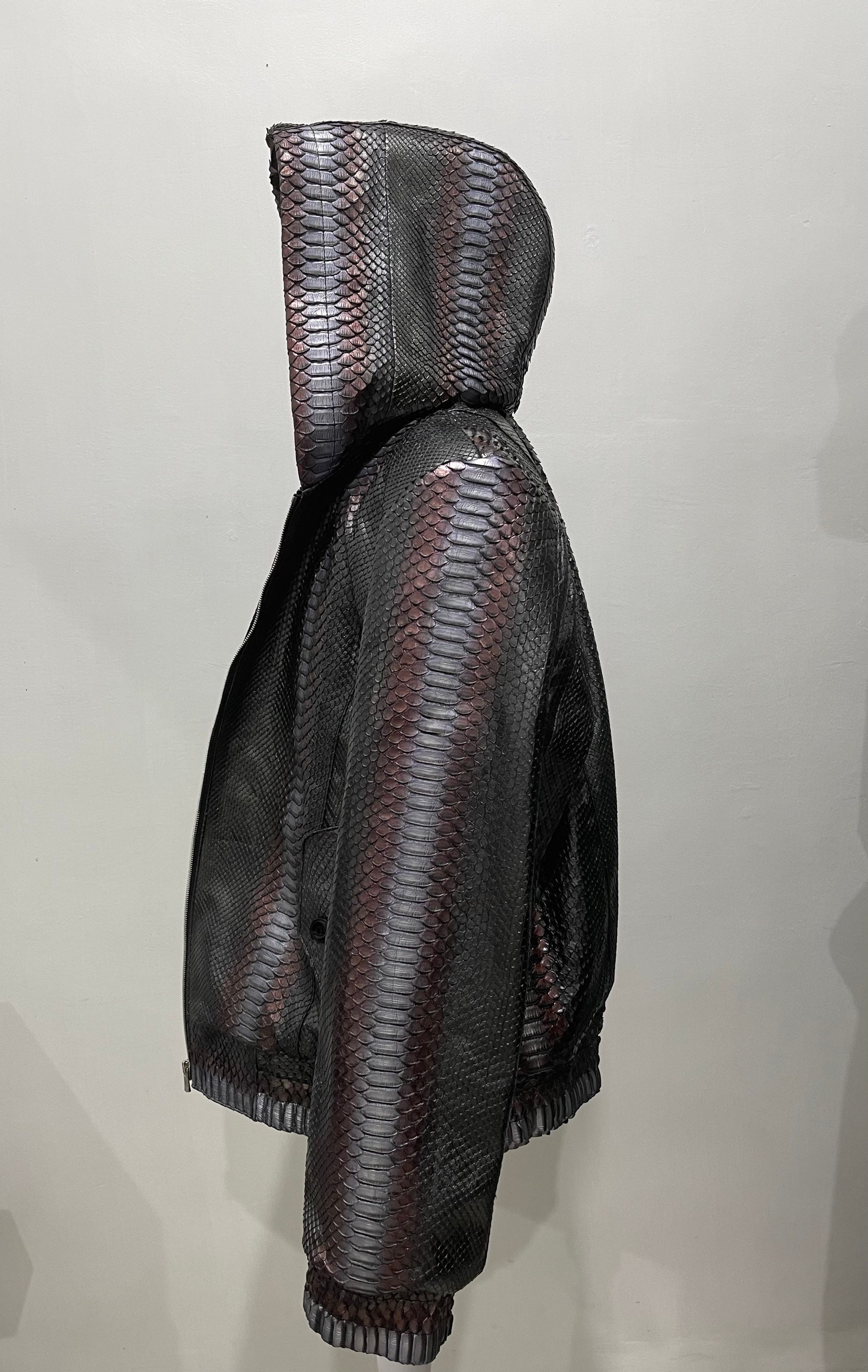 ジャケット・アウター Python Snakeskin Jacket, Python Leather Jacket, Hodded Leather Jacket - Etsy